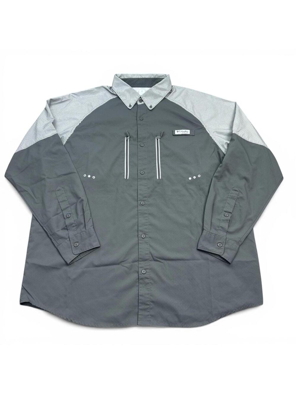 Columbia PFG Omni Freeze Zero Button Down Shirt Mens Size XL Gray Omni-Shade